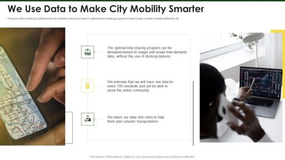 Lime Investor Fundraising Elevator We Use Data To Make City Mobility Smarter Ppt Pictures Master Slide PDF Lime Investor Fundraising Elevator We Use Data To Make City Mobility Smarter Ppt Pictures Master Slide PDF