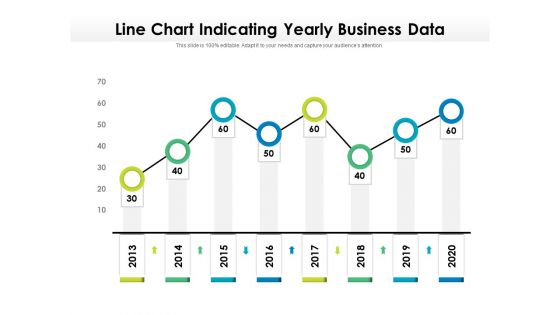 Line Chart Indicating Yearly Business Data Ppt PowerPoint Presentation Styles Deck PDF