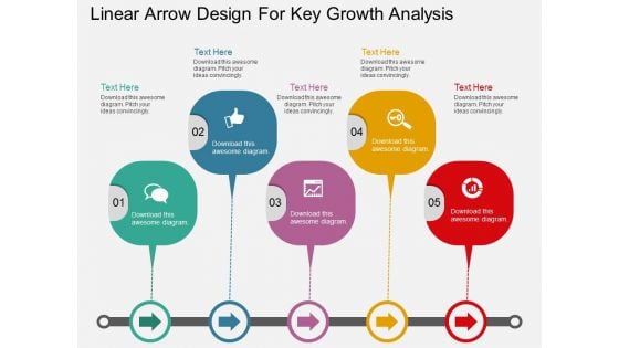 Linear Arrow Design For Key Growth Analysis Powerpoint Template