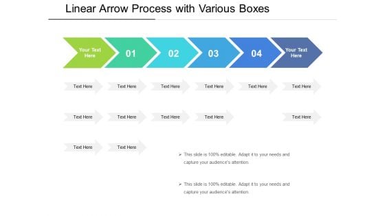 Linear Arrow Process With Various Boxes Ppt PowerPoint Presentation File Slide Portrait PDF