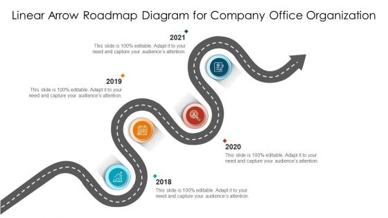 Linear Arrow Roadmap Diagram For Company Office Organization Ppt PowerPoint Presentation File Background Image PDF