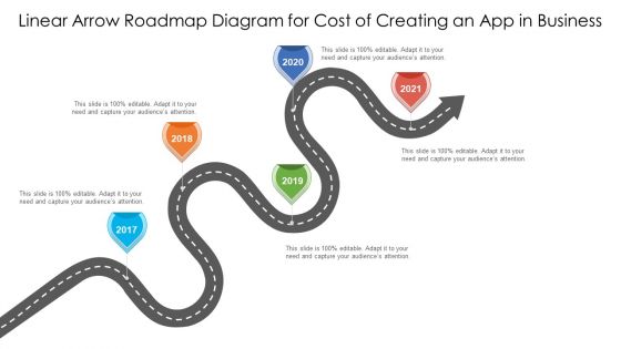 Linear Arrow Roadmap Diagram For Cost Of Creating An App In Business Ppt PowerPoint Presentation Gallery Model PDF