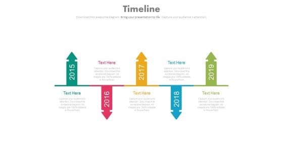 Linear Arrows Year Based Timeline For Business Powerpoint Slides