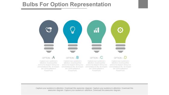 Linear Bulbs With Icons For Options Display Powerpoint Slides