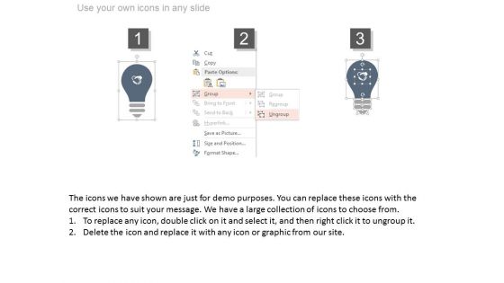 Linear Bulbs With Icons For Options Display Powerpoint Slides