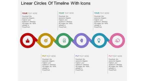 Linear Circles Of Timeline With Icons Powerpoint Template