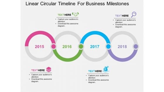 Linear Circular Timeline For Business Milestones Powerpoint Template