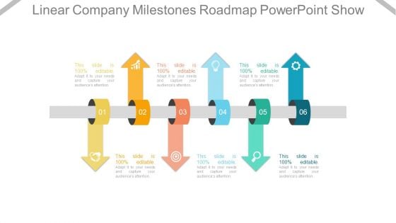 Linear Company Milestones Roadmap Powerpoint Show