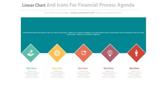 Linear Diamond Chart With Icons For Financial Progress Powerpoint Template