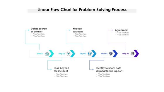 Linear Flow Chart For Problem Solving Process Ppt PowerPoint Presentation Icon Gallery PDF