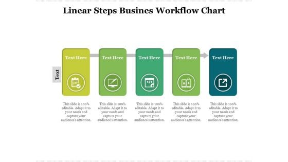 Linear Steps Busines Workflow Chart Ppt PowerPoint Presentation File Designs PDF