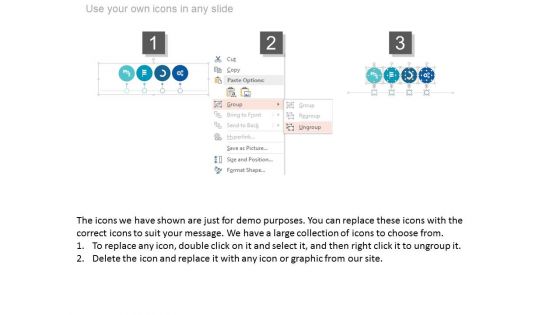 Linear Timeline Diagram With Icons Powerpoint Slides