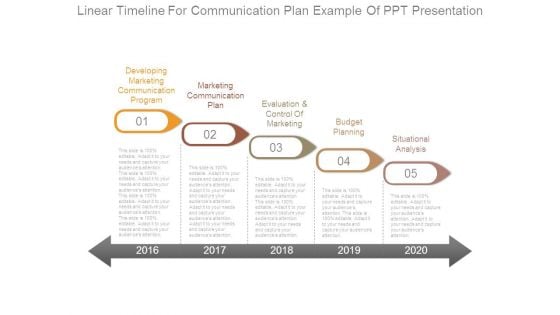 Linear Timeline For Communication Plan Example Of Ppt Presentation