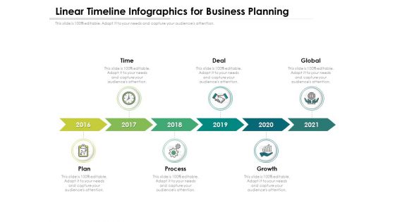 Linear Timeline Infographics For Business Planning Ppt PowerPoint Presentation Gallery Topics PDF