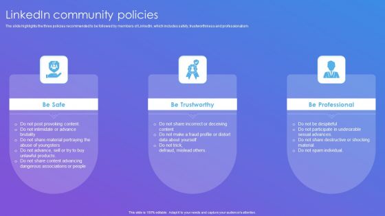 Linkedin Company Outline Linkedin Community Policies Demonstration PDF