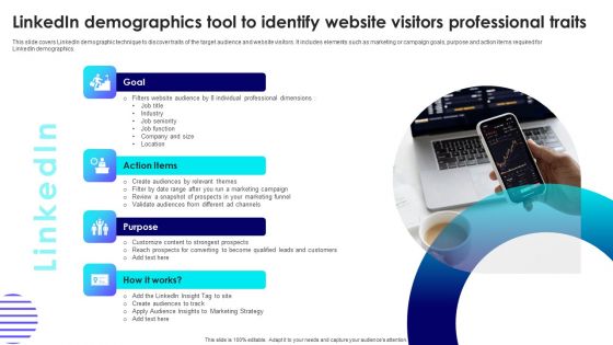 Linkedin Demographics Tool To Identify Website Visitors Professional Traits Graphics PDF