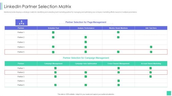 Linkedin Marketing For New Ventures Linkedin Partner Selection Matrix Professional PDF Linkedin Marketing For New Ventures Linkedin Partner Selection Matrix Professional PDF