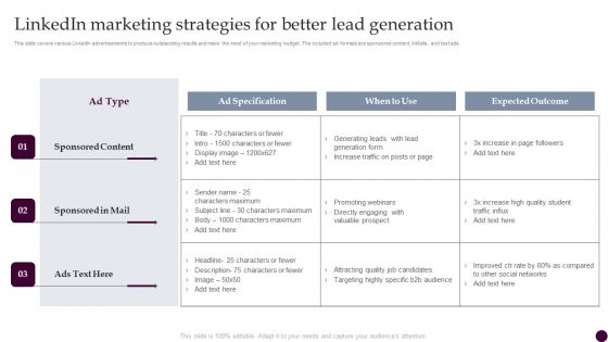 Linkedin Marketing Strategies For Better Lead Generation Strategies For Acquiring Consumers Pictures PDF