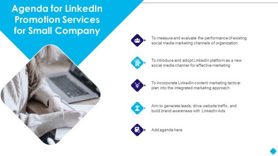 Linkedin Promotion Services Agenda For Linkedin Promotion Services For Small Mockup PDF