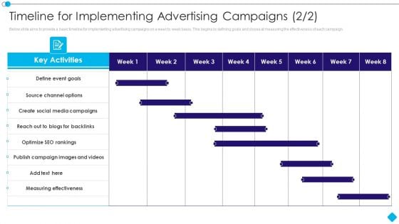Linkedin Promotion Services Timeline For Implementing Advertising Campaigns Structure PDF