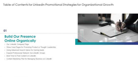 Linkedin Promotional Strategies For Organizational Growth Build Our Presence Online Organically Introduction PDF
