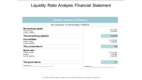 Liquidity Ratio Analysis Financial Statement Ppt PowerPoint Presentation Ideas Layouts