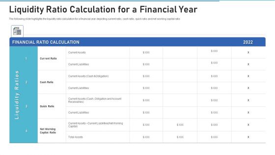 Liquidity Ratio Calculation For A Financial Year Background PDF Liquidity Ratio Calculation For A Financial Year Background PDF