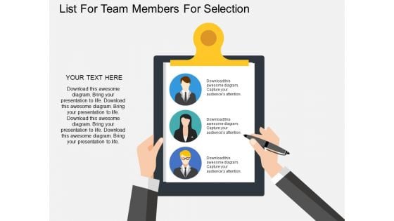 List For Team Members For Selection Powerpoint Template