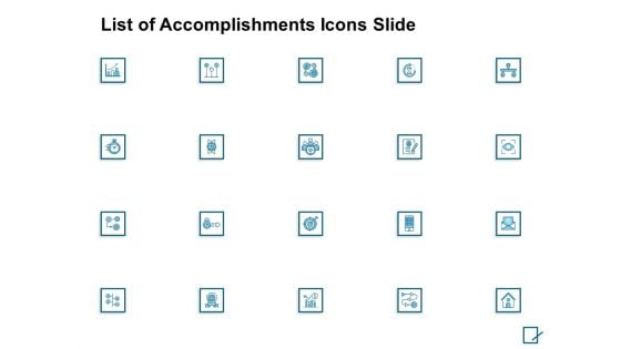 List Of Accomplishments Icons Slide Ppt PowerPoint Presentation Pictures Outfit
