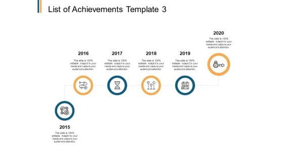 List Of Achievements 2015 To 2020 Ppt PowerPoint Presentation Icon Structure