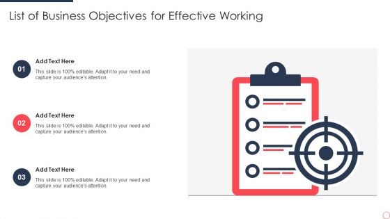 List Of Business Objectives For Effective Working Professional PDF