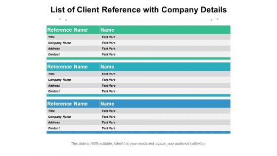 List Of Client Reference With Company Details Ppt PowerPoint Presentation Diagram Lists PDF