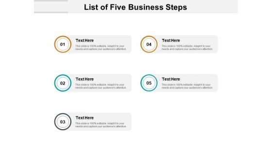 List Of Five Business Steps Ppt PowerPoint Presentation Summary Format