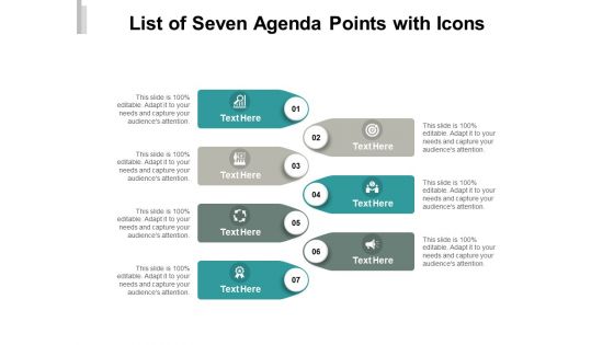 List Of Seven Agenda Points With Icons Ppt PowerPoint Presentation Styles