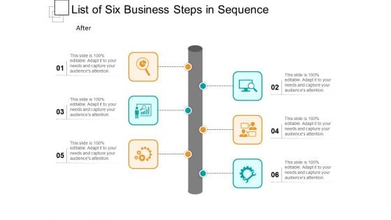 List Of Six Business Steps In Sequence Ppt PowerPoint Presentation Gallery Inspiration PDF