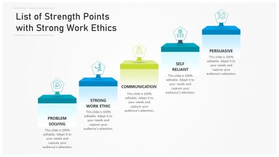 List Of Strength Points With Strong Work Ethics Ppt PowerPoint Presentation Gallery Files PDF