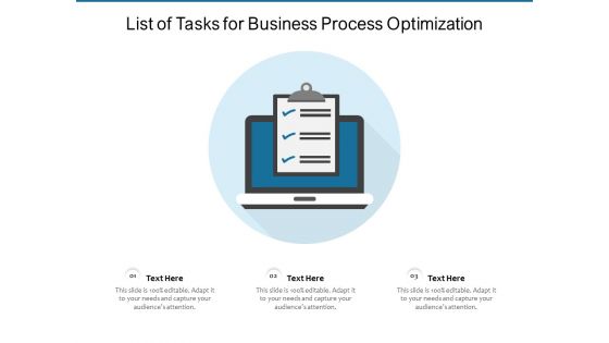 List Of Tasks For Business Process Optimization Ppt PowerPoint Presentation Gallery Show PDF