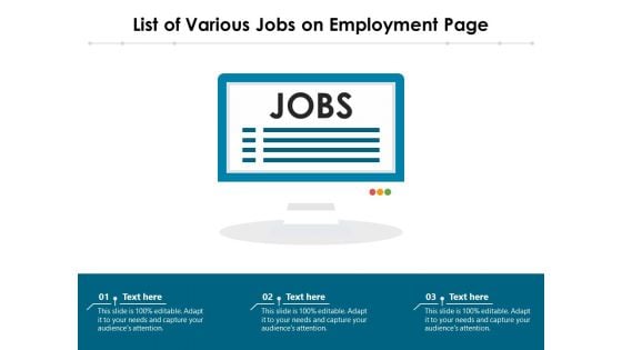 List Of Various Jobs On Employment Page Ppt PowerPoint Presentation Inspiration Grid PDF