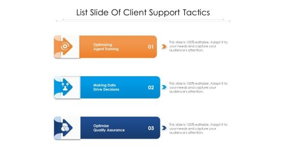 List Slide Of Client Support Tactics Ppt PowerPoint Presentation Icon Professional PDF