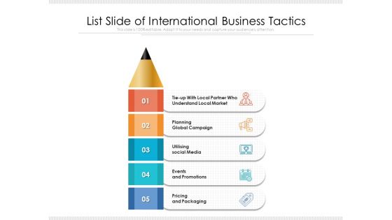List Slide Of International Business Tactics Ppt PowerPoint Presentation Gallery Designs Download PDF