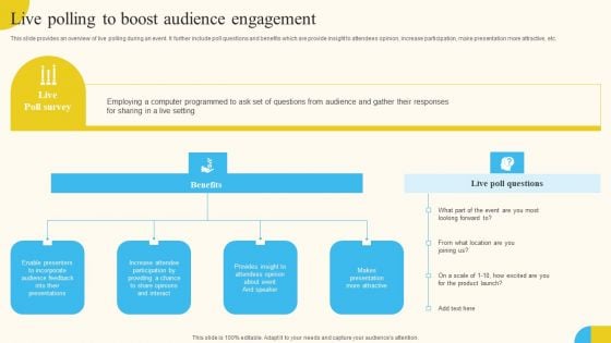 Live Polling To Boost Audience Engagement Activities For Successful Launch Event Sample PDF Live Polling To Boost Audience Engagement Activities For Successful Launch Event Sample PDF