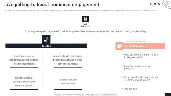 Live Polling To Boost Audience Engagement Stakeholder Engagement Plan For Launch Event Template PDF Live Polling To Boost Audience Engagement Stakeholder Engagement Plan For Launch Event Template PDF