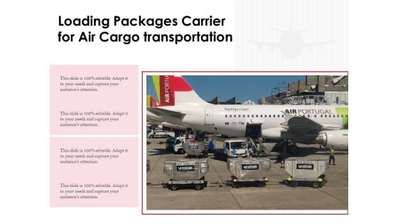 Loading Packages Carrier For Air Cargo Transportation Ppt PowerPoint Presentation File Icon PDF
