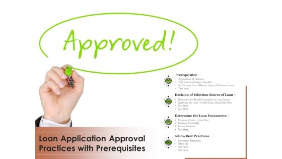 Loan Application Approval Practices With Prerequisites Ppt PowerPoint Presentation Layouts Designs Download PDF