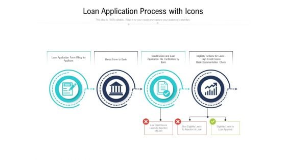 Loan Application Process With Icons Ppt PowerPoint Presentation Icon Graphics Example PDF