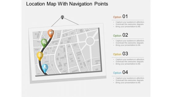 Location Map With Navigation Points Powerpoint Template