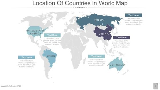Location Of Countries In World Map Ppt PowerPoint Presentation Rules