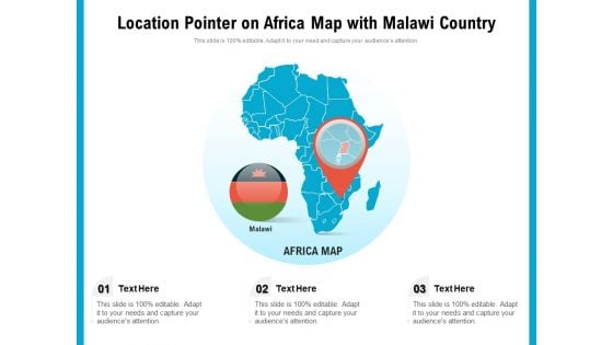 Location Pointer On Africa Map With Malawi Country Ppt PowerPoint Presentation Ideas Background Image PDF