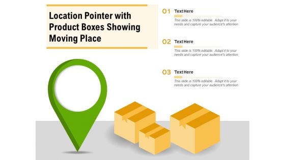 Location Pointer With Product Boxes Showing Moving Place Ppt PowerPoint Presentation Infographics Model PDF