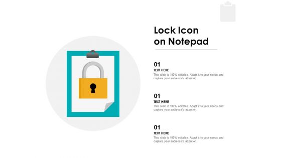 Lock Icon On Notepad Ppt PowerPoint Presentation Infographic Template Format